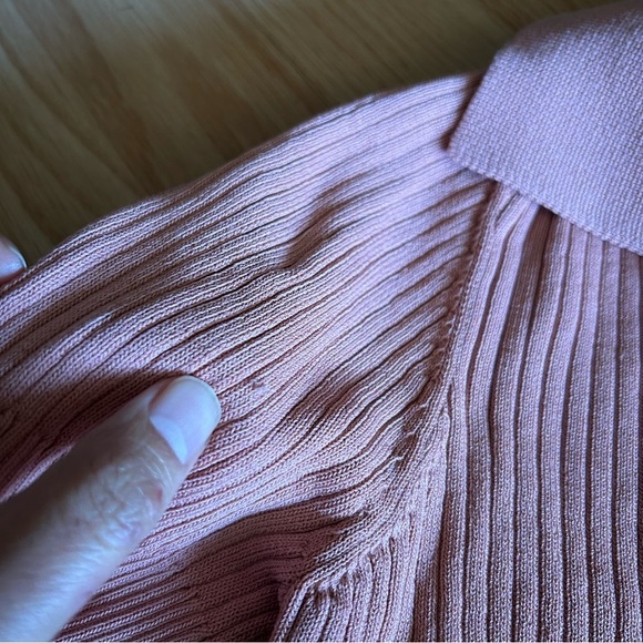 Truth by Republic Blush Pink Light Ribbed Polo Top Medium - Picture 4 of 8